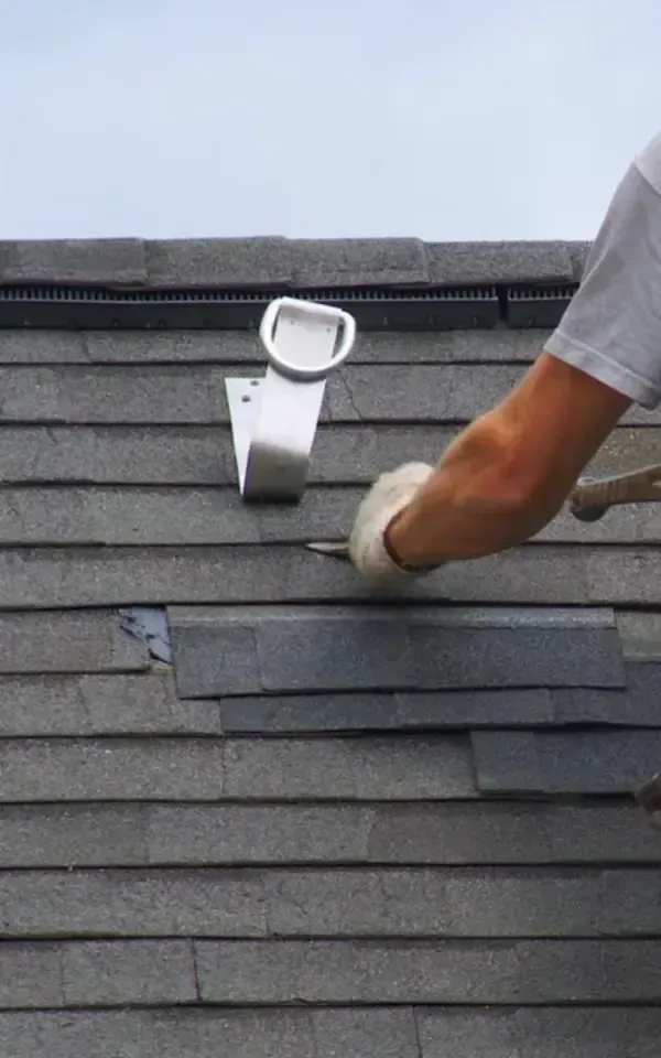 a roof with shingles